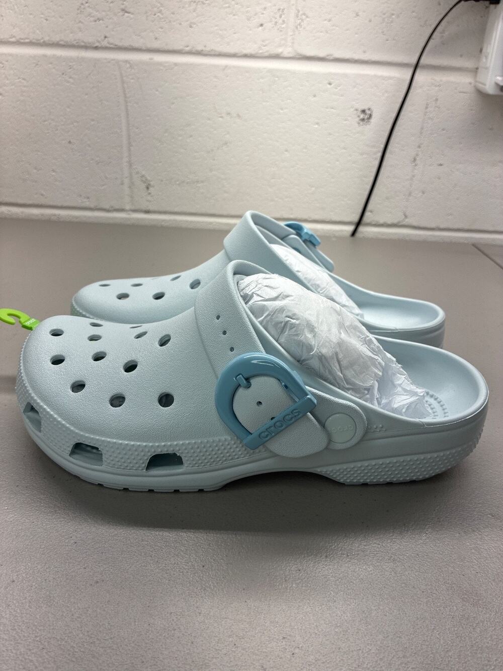 Crocs Classic Enamel Buckle Clogs Vapor Ice 213347-5EA 8 Men’s Or 10 Women’s